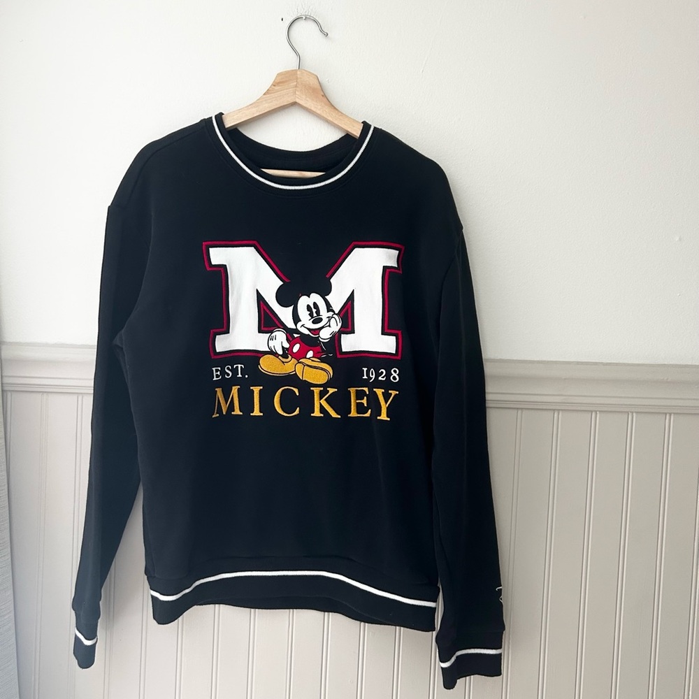 Hollister Small Black Embroidered Disney Mickey Mouse Crewneck Sweatshirt